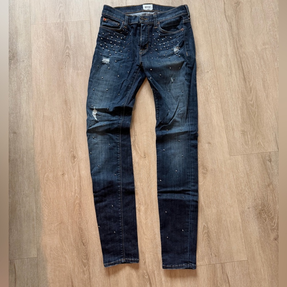 Hudson studded Women's Distressed Blue skinny stretchy Jeans size 25